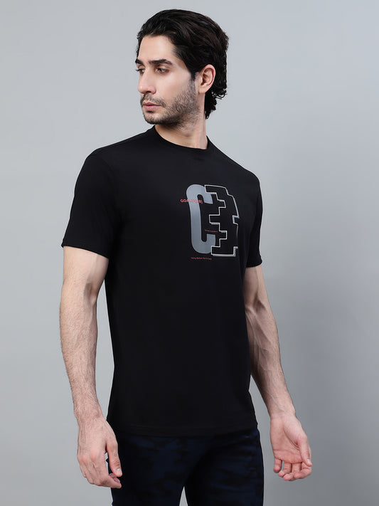 T-Shirt for Men | Breathable & Soft with Color Fastness Regular Fit Round Neck Poly Cotton Fabric Printed Pattern