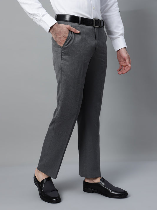 Formal Trouser for Men | Breathable & Soft with Color Fastness Regular Fit Poly Viscose Fabric Self Design Pattern Hook & Eye Closure