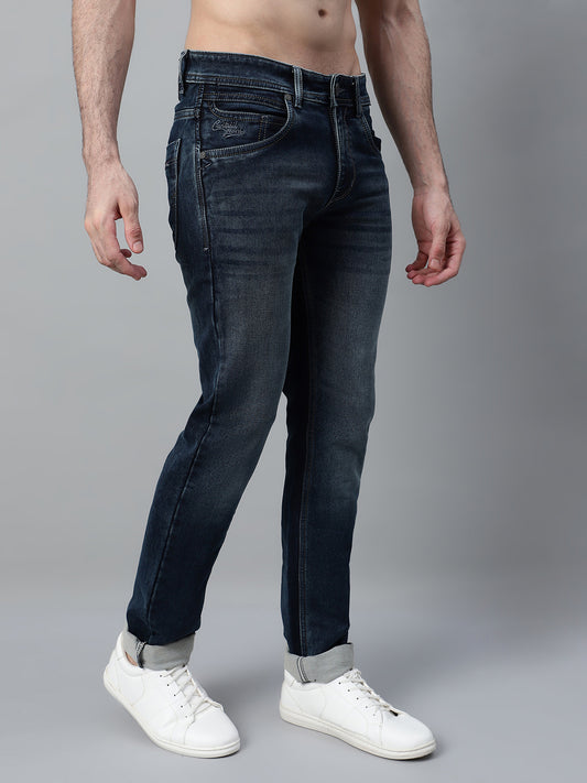 Denim Jeans for Men l Breathable & Soft with Color Fastness Ultra Narrow Fit Cotton Fabric Solid Pattern Button Closure