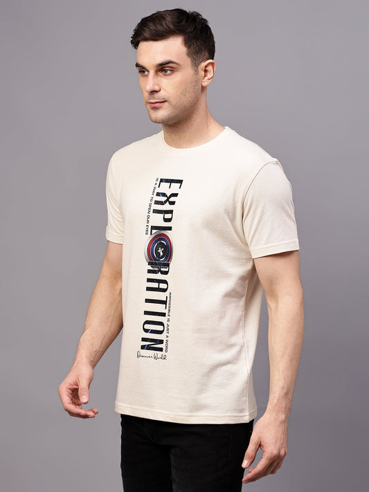 T-Shirt for Men | Breathable & Soft with Color Fastness Regular Fit Round Neck Poly Cotton Fabric Printed Pattern