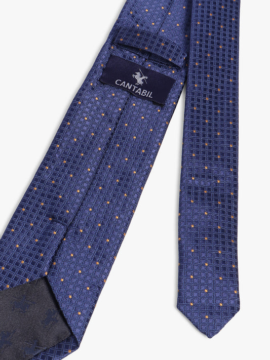 Cantabil Men's Navy Blue Dotted Printed Broad Tie