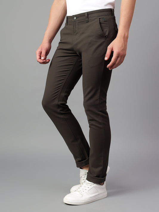 Casual Trouser for Men | Breathable & Soft with Color Fastness Regular Fit Cotton Blend Fabric Solid Pattern Button Closure