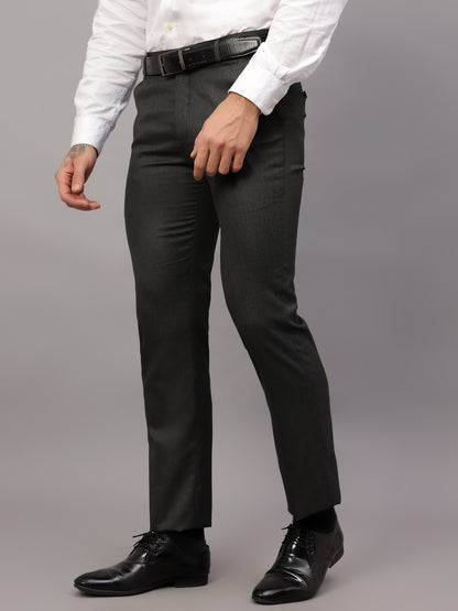 Men's Formal Flat front Dark Grey  Trousers