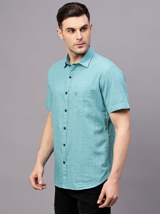 Casual Shirt for Men | Breathable & Soft with Color Fastness Regular Fit Spread Collar Neck Cotton Fabric Checkered Pattern
