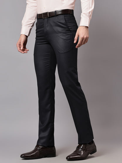 Men's Formal Flat front Black  Trousers