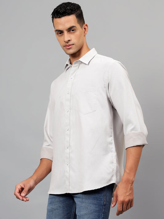 Casual Shirt for Men | Breathable & Soft with Color Fastness Regular Fit Spread Collar Neck Cotton Blend Fabric Self Design Pattern