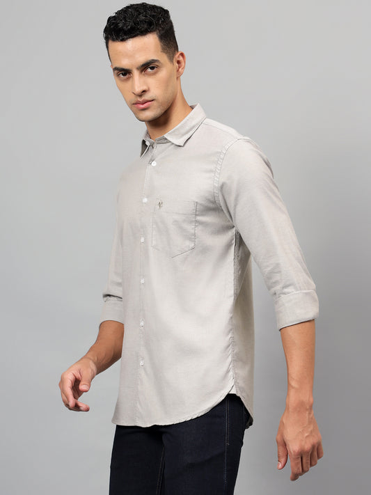 Casual Shirt for Men | Breathable & Soft with Color Fastness Regular Fit Spread Collar Neck Cotton Fabric Self Design Pattern