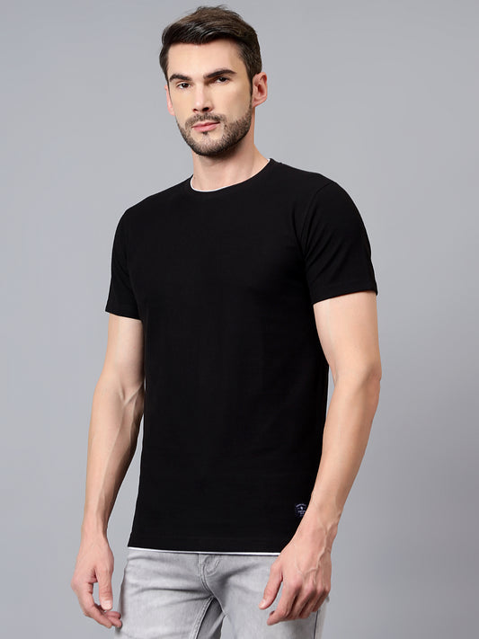 T-Shirt for Men | Breathable & Soft with Color Fastness Regular Fit Round Neck Poly Cotton Fabric Solid Pattern