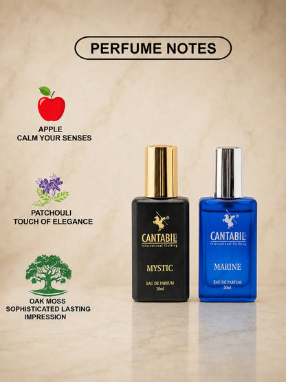 Luxury Long Lasting Mystic & Marine Perfume for Men & Women | 2x20ml with Lemon, Jasmine & Musk | Eau De Parfum