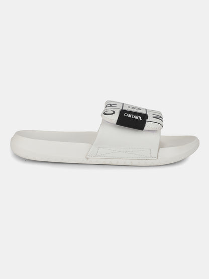 Men's White Colourblock Sliders