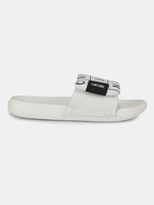 Men's White Colourblock Sliders