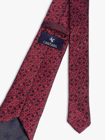 Cantabil Men's Maroon Floral Printed Broad Tie