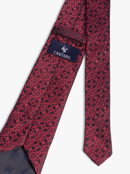 Cantabil Men's Maroon Floral Printed Broad Tie