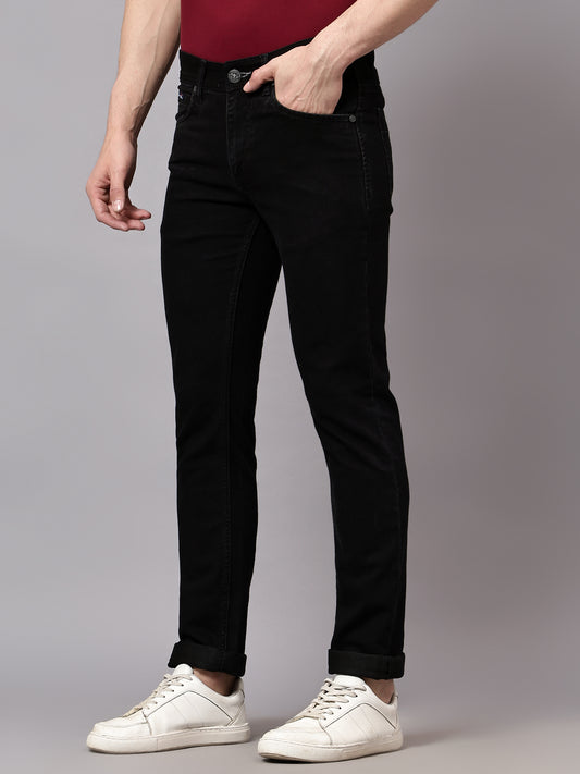 Denim Jeans for Men l Breathable & Soft with Color Fastness Ultra Narrow Fit Cotton Fabric Solid Pattern Button Closure