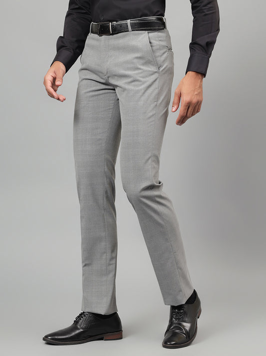 Formal Trouser for Men | Breathable & Soft with Color Fastness Regular Fit Poly Viscose Fabric Checkered Pattern Hook & Eye Closure