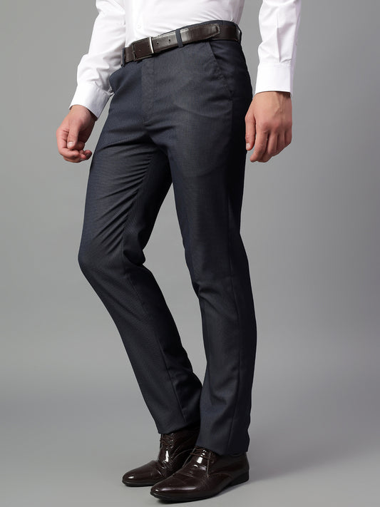 Formal Trouser for Men | Breathable & Soft with Color Fastness Regular Fit Poly Viscose Fabric Self Design Pattern Hook & Eye Closure