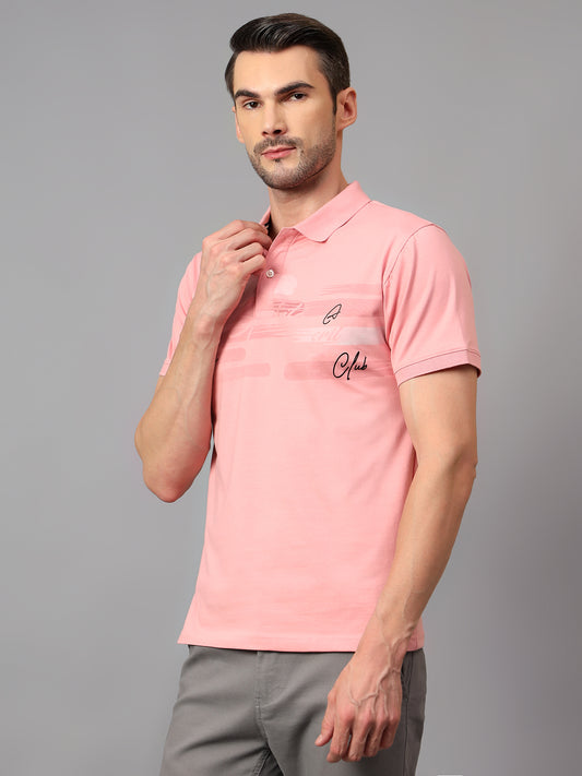 T-Shirt for Men | Breathable & Soft with Color Fastness Regular Fit Polo Neck Cotton Blend Fabric Printed Pattern