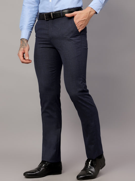 Formal Trouser for Men | Breathable & Soft with Color Fastness Regular Fit Poly Viscose Fabric Checkered Pattern Hook & Eye Closure