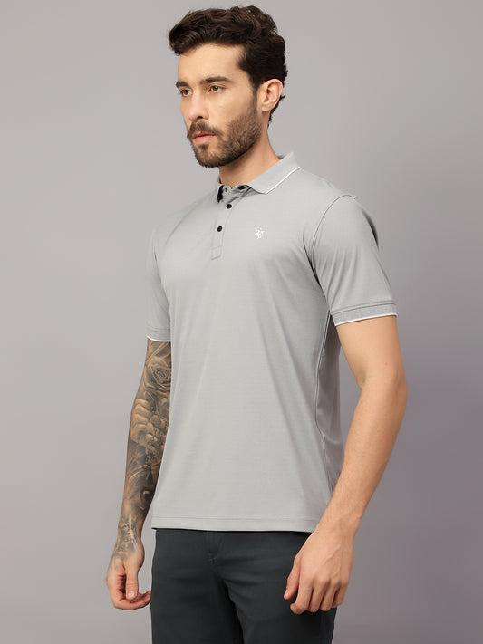 T-Shirt for Men | Breathable & Soft with Color Fastness Regular Fit Polo Neck Poly Cotton Fabric Solid Pattern