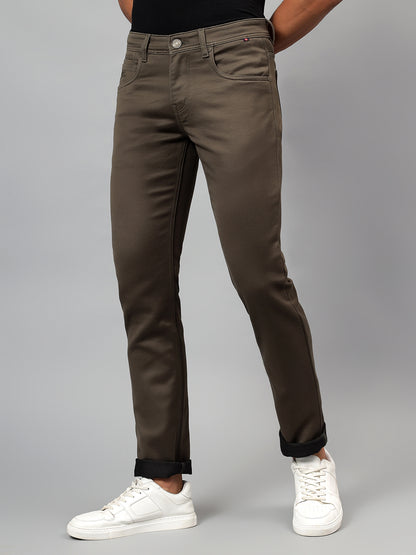 Denim Jeans for Men l Breathable & Soft with Color Fastness Ultra Narrow Fit Cotton Fabric Solid Pattern Button Closure