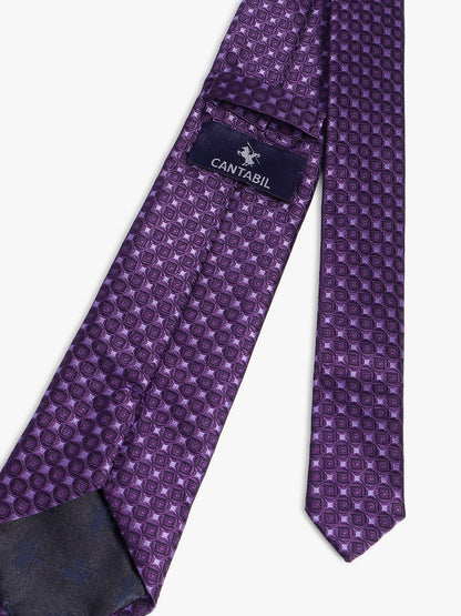 Cantabil Men's Purple Geometric Printed Broad Tie