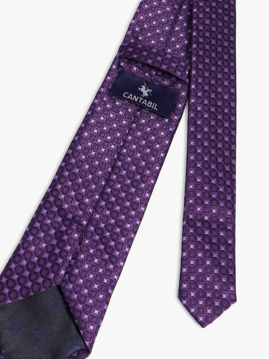 Cantabil Men's Purple Geometric Printed Broad Tie