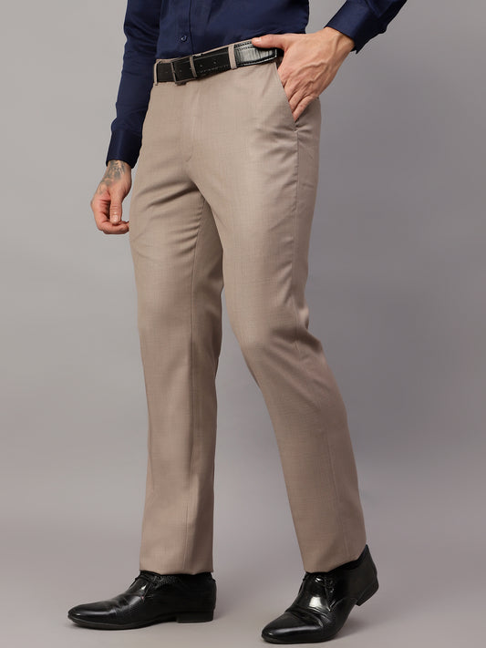 Formal Trouser for Men | Breathable & Soft with Color Fastness Regular Fit Terry Rayon Fabric Self Design Pattern Hook & Eye Closure