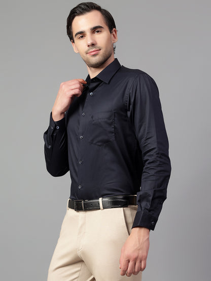 Formal Shirt for Men l Breathable & Soft with Color Fastness Regular Fit Spread Collar Neck Cotton Fabric Solid Pattern