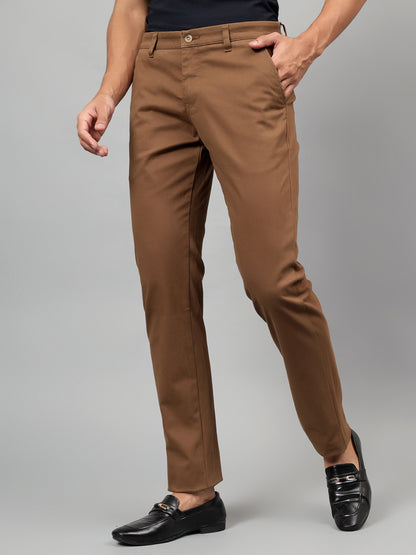 Casual Trouser for Men | Breathable & Soft with Color Fastness Regular Fit Cotton Blend Fabric Solid Pattern Button Closure