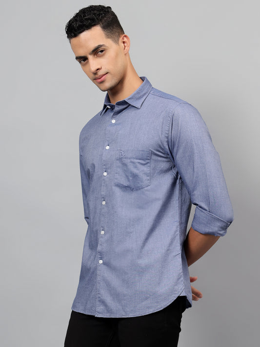 Casual Shirt for Men | Breathable & Soft with Color Fastness Regular Fit Spread Collar Neck Cotton Fabric Self Design Pattern