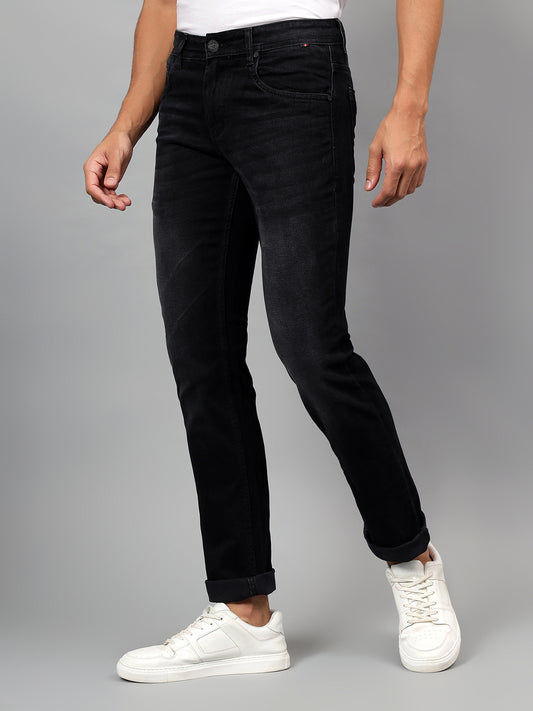 Denim Jeans for Men l Breathable & Soft with Color Fastness Ultra Narrow Fit Cotton Fabric Solid Pattern Button Closure