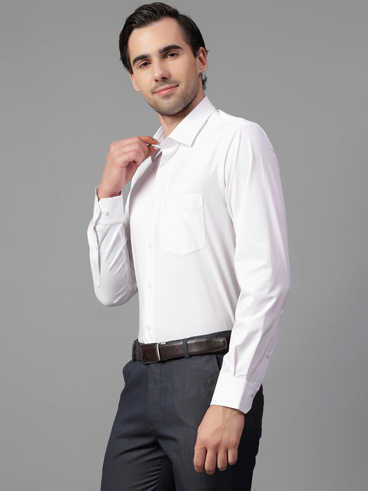Formal Shirt for Men l Breathable & Soft with Color Fastness Regular Fit Spread Collar Neck Poly Cotton Fabric Solid Pattern