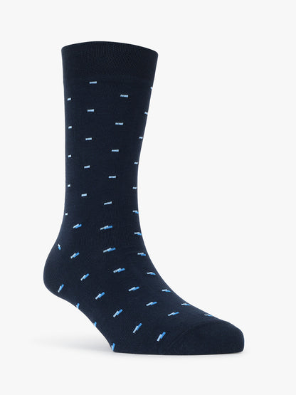 Men's Pack Of 5 Navy Blue Crew Length Printed Casual Socks
