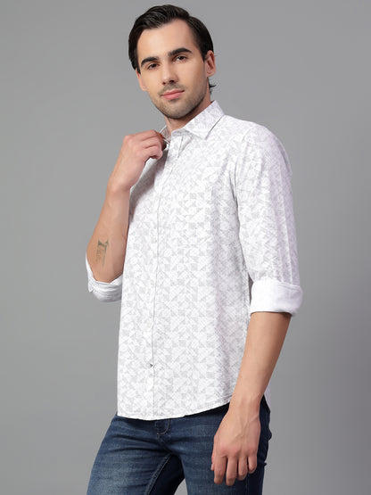 Casual Shirt for Men | Breathable & Soft with Color Fastness Regular Fit Spread Collar Neck Cotton Fabric Printed Pattern