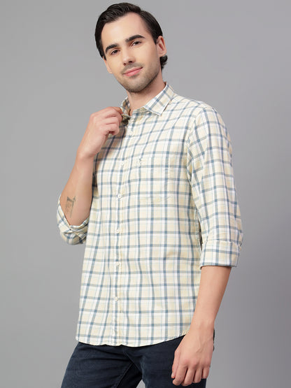 Casual Shirt for Men | Breathable & Soft with Color Fastness Regular Fit Spread Collar Neck Cotton Fabric Checkered Pattern