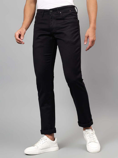 Denim Jeans for Men l Breathable & Soft with Color Fastness Ultra Narrow Fit Cotton Fabric Solid Pattern Button Closure