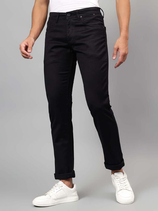 Denim Jeans for Men l Breathable & Soft with Color Fastness Ultra Narrow Fit Cotton Fabric Solid Pattern Button Closure
