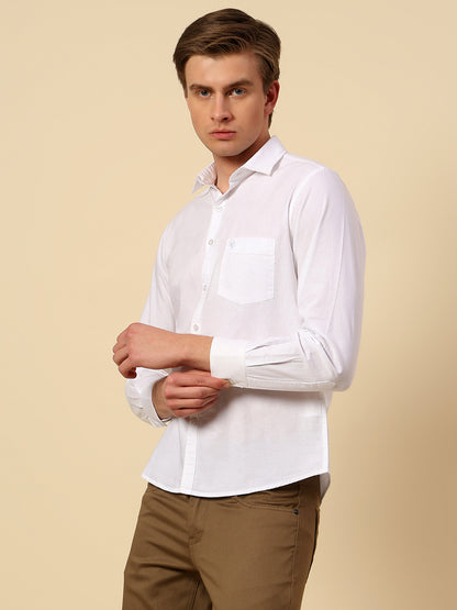Shirt for Men | Breathable & Soft with Color Fastness Slim Fit Spread Collar Pure Cotton Fabric Solid Pattern
