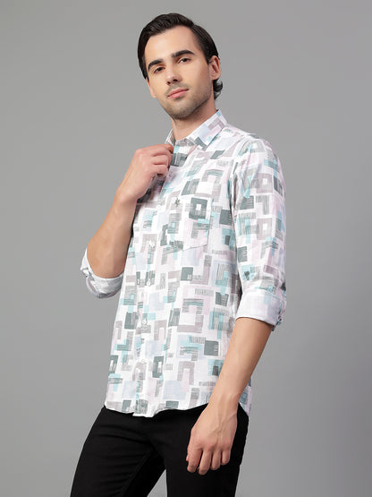 Casual Shirt for Men | Breathable & Soft with Color Fastness Regular Fit Spread Collar Neck Cotton Fabric Printed Pattern