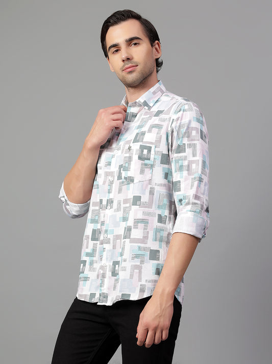 Casual Shirt for Men | Breathable & Soft with Color Fastness Regular Fit Spread Collar Neck Cotton Fabric Printed Pattern