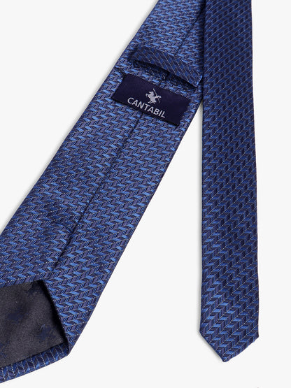 Cantabil Men's Navy Blue Self-Design Broad Tie