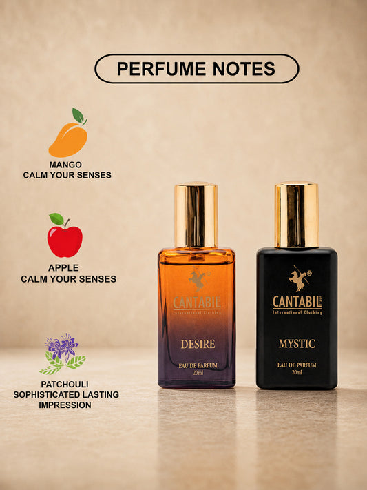 Luxury Long Lasting Mystic & Desire Perfume for Men & Women | 2x20ml with Mango, Apple & Pathouli | Eau De Parfum