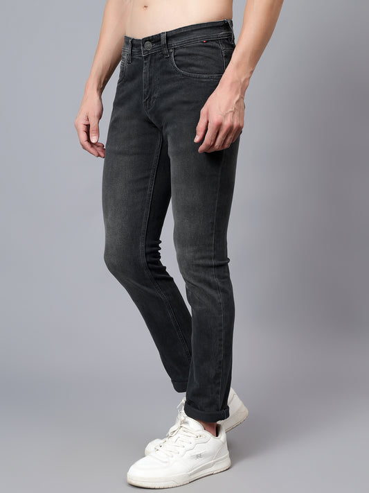 Denim Jeans for Men l Breathable & Soft with Color Fastness Ultra Narrow Fit Cotton Fabric Solid Pattern Button Closure