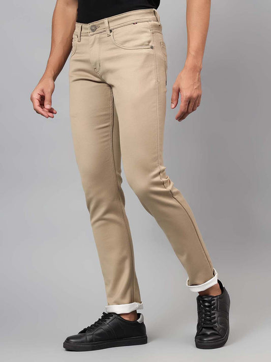 Denim Jeans for Men l Breathable & Soft with Color Fastness Ultra Narrow Fit Cotton Fabric Solid Pattern Button Closure