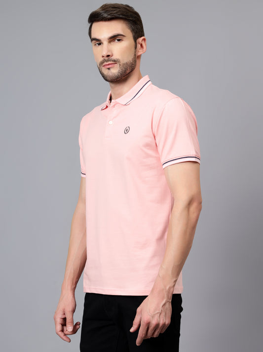 T-Shirt for Men | Breathable & Soft with Color Fastness Regular Fit Polo Neck Cotton Blend Fabric Solid Pattern