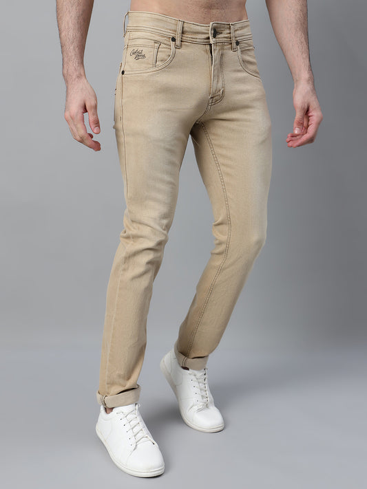 Denim Jeans for Men l Breathable & Soft with Color Fastness Ultra Narrow Fit Cotton Fabric Solid Pattern Button Closure