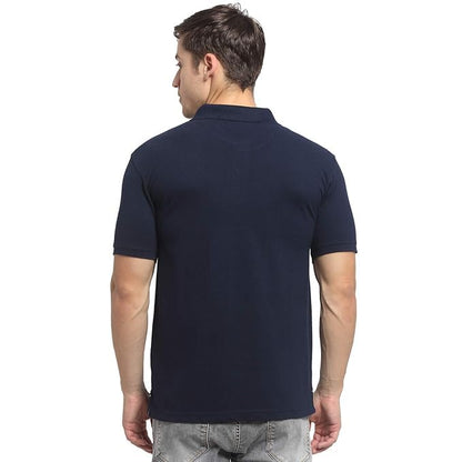 Men's Navy Regular Fit Solid Half Sleeve Casual T-Shirt