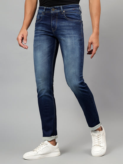 Denim Jeans for Men l Breathable & Soft with Color Fastness Ultra Narrow Fit Cotton Fabric Solid Pattern Button Closure