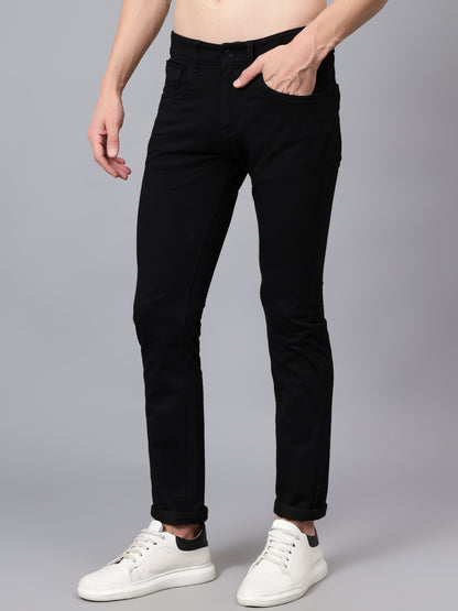 Men's Black Solid Full Length Stretchable Jeans