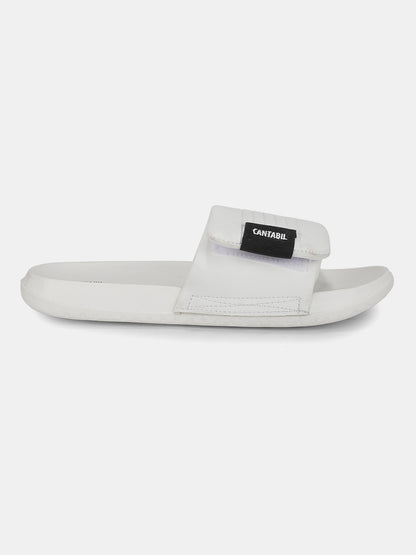 Men's White Colourblock Sliders